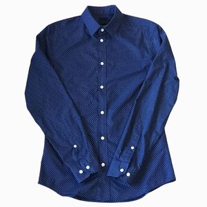 H&M Slim Fit Button Up Blue Polka Dot Men’s Small